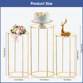 Lofaris Set of 3 Gold Metal Cake Display Cylinder Stand